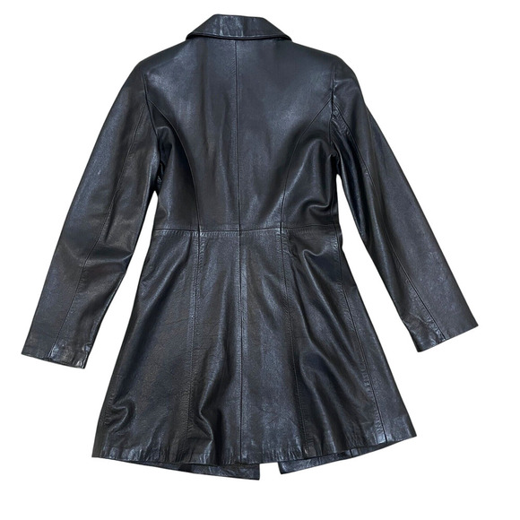 Women’s Vintage Mario Romano Black 100% Leather Coat Size EU 38 Florence… - Picture 7 of 12